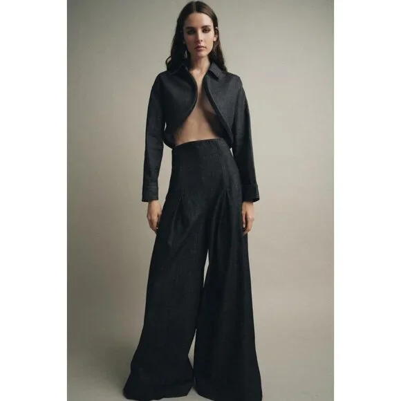 ZARA ZW COLLECTION ULTRA HIGH-WAIST WIDE-LEG JEANS - Picture 2 of 7